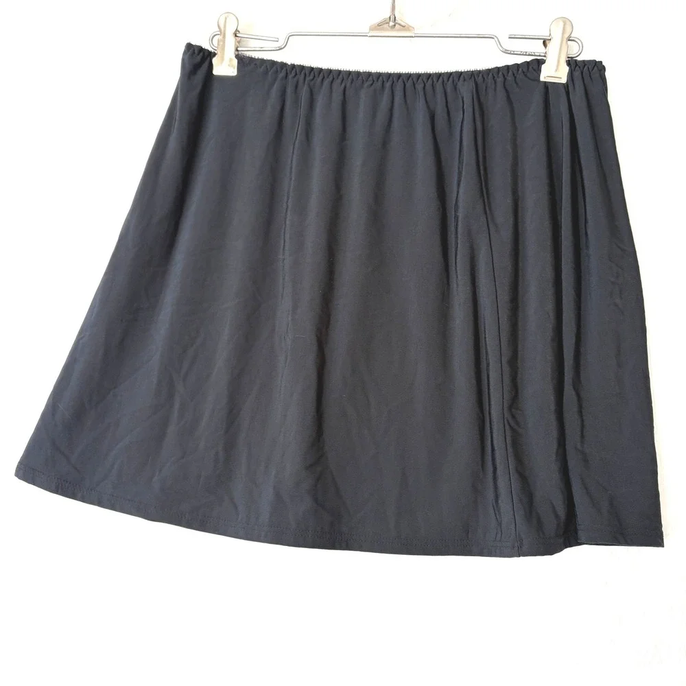 Olga Vintage Black Mini Half Slip Skirt Side Slit Elastic Waist 12409S XL 87